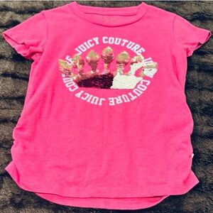 Juicy Couture Hot Pink Crown Sequin Tee Shirt